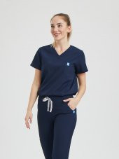 JOGGER Kadın Likralı Üniforma Üst - Lacivert thumbnail 1