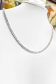 Beyaz Taşlı Gümüş Choker Kolye - 1
