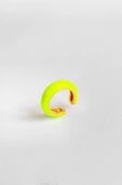 Neon Sarı Mineli Gümüş Kıkırdak Küpe - 4