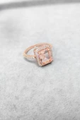 Pembe Swarovski Taşlı Gümüş Yüzük - 2