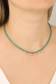 Sallantılı Tifani Taşlı Gümüş Kolye - 1