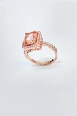 Pembe Swarovski Taşlı Gümüş Yüzük - 3