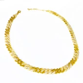 Kalın Gurmet Zincir Yarısı Taşlı Yarısı Taşsız Gümüş Choker Kolye - 4