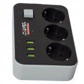 Akım Korumalı Priz Anahtarlı Açma Kapamalı  3 Usb Çıkışlı 3lü 10a-2500 W 1.8 Metre Kablolu Priz - 1