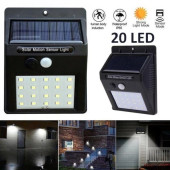 Hareket Sensörlü 20 Ledli Güneş Enerjili Solar Duvar Kapı Kamp Bahçe Lambası Fotoselli Projektör - 1