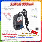 Umut Bilisim Teknolojileri _ Gold Siver 5.6 Volt 800mA El Fener Projektör Uyumlu Şarj Aleti Adaptör 5.6v 800mA Gs-202-2630-2621-8006 el feneri uyumlu Adaptör 5.6V800mA - 1