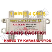 CLASS ACR-2504C 1 Giris 4 Çıkıs Kablo Tv Uydu Anten Çoklayıcı 4 lü Splitter+F Konnektör ile beraber - 1