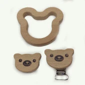 Figürlü Ahşap Emzik Klipsi Ayıcık - 2