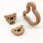 Figürlü Ahşap Emzik Klipsi Ayıcık - 3