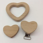 Figürlü Ahşap Emzik Klipsi Kalp ( 1 Adet ) - 2
