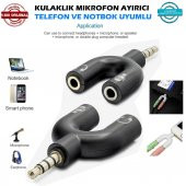 3.5mm Aux Kulaklık Ve Mikrofon Ayırıcı Y Çoklayıcı Splitter Switch Stereo Dönüştürücü - 1