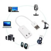 Kablolu 7.1 3D USB Ses Kartı 7+1 Virtual Sound Win 7 8 9 10 Mikrofon Kulaklık - 1