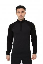 Erkek Siyah Combat Operasyon Taktik T Shirt - 1