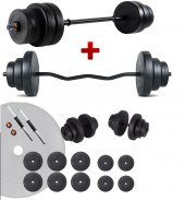 Ecgspor 48 Kg Z BAR Halter Seti ve Dambıl Seti Ağırlık Fitness Seti - 1