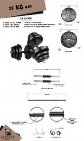 Ecgspor HERO Serisi 25 KG Dambıl Seti ve HSeti Ağırlık Fitness Seti - 2