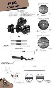 Ecgspor HERO Serisi 48 KG Z BAR Dambıl Seti ve Fitness Ağırlık Seti - 2