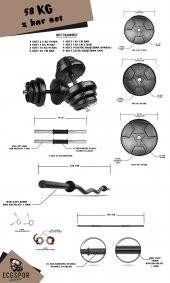 Ecgspor HERO Serisi 58 KG Z BAR Dambıl Seti ve Fitness Ağırlık Seti - 2