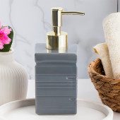 Porsima 3206 Seramik Sıvı Sabunluk - Tezgah Üstü Banyo Mutfak Lavabo Sabunluğu - 275 cc Antrasit - 1