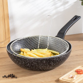 Porsima Yanmaz Yapışmaz Granit Fritöz Sepetli Cips Kızartma Wok Tava 2 Parça 28 Cm - 1
