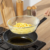 Porsima Yanmaz Yapışmaz Granit Fritöz Sepetli Cips Kızartma Wok Tava 2 Parça 28 Cm - 2