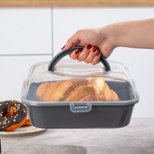 Porsima 1096 Antrasit Pasta Kek Börek Kabı - Taşıma çantası - Kilitli Fanus thumbnail 1