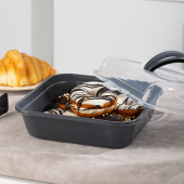 Porsima 1096 Antrasit Pasta Kek Börek Kabı - Taşıma çantası - Kilitli Fanus thumbnail 2