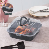 Porsima 1096 Antrasit Pasta Kek Börek Kabı - Taşıma çantası - Kilitli Fanus thumbnail 4