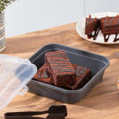 Porsima 1096 Antrasit Pasta Kek Börek Kabı - Taşıma çantası - Kilitli Fanus thumbnail 5