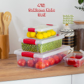 Porsima ORG-466 Fresh 4 lü Çok Amaçlı Dikdörtgen Sızdırmaz Kapaklı Gıda Erzak Saklama Kabı Seti - 1