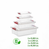 Porsima ORG-466 Fresh 4 lü Çok Amaçlı Dikdörtgen Sızdırmaz Kapaklı Gıda Erzak Saklama Kabı Seti - 3