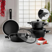 Lines L-5090 İndüksiyon Taban BioSeramik Kristal 7 Parça Tencere Seti - Siyah - 2