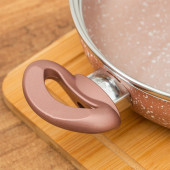 Esra 3 lü Granit Sahan Seti - 6 Parça Cam Kapaklı Çift Kulplu Omlet Sahan Takımı - Rose - 3