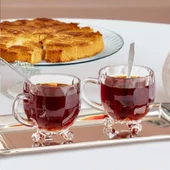 Porsima 15719 Ayaklı Kulplu 4'lü Cam Bardak - Kulplu Çay Kahve Bardağı - 200 cc - 1