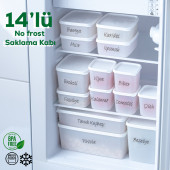 Porsima Etiketli 14 lü Çok Amaçlı -20°C Derin Dondurucu Gıda Erzak Saklama Kabı Seti - 1