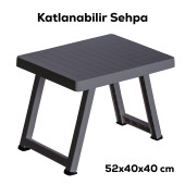 Porsima 0010 Portatif Katlanabilir Kamp Piknik Balkon Masası - Küçük Plastik Katlanır Sehpa Antrasit - 1