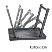 Porsima 0010 Portatif Katlanabilir Kamp Piknik Balkon Masası - Küçük Plastik Katlanır Sehpa Antrasit - 2