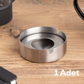 Porsima ETN-016 Paslanmaz Çelik Metal Kül Tablası - Kapaklı Rüzgar Geçirmez Küllük thumbnail 1