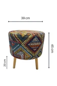 DTM HOME Desenli Etnik Ahşap Ayaklı Puf - 4