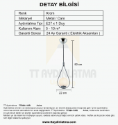 TT Aydınlatma TT024-1-KR  Krom Tekli Avize - 3