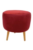 DTM HOME Ahşap Ayaklı Dekoratif Bordo Puf - 1