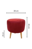 DTM HOME Ahşap Ayaklı Dekoratif Bordo Puf - 4