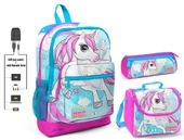 Coral High Unicorn Baskılı Kız Çocuk İlkokul Çanta Seti - USB Çıkışlı thumbnail 1