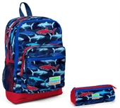 Coral High İlkokul Sırt Çantası ve Kalemlik Seti - Mavi-Kırmızı Köpekbalığı Baskılı - 1