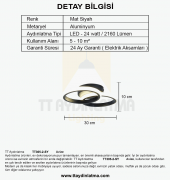 TT Aydınlatma TT305-2-SY  Mat Siyah 2 li Led Avize - 3