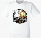 GTA SAN ANDREAS BASKILI UNİSEX BEYAZ TSHİRT - 1