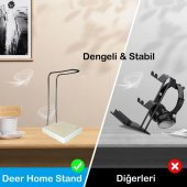 Mat Siyah Kaymaz Beyaz Tabanlı Askı Aparatlı Stant Kulaküstü Gaming Oyuncu Kulaklık Tutucu Standı - 1