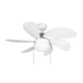 Vanti KCF281 60W 30 inç Ahşap Beyaz 6 Kanatlı Lambalı Avizeli İpli Tavan Vantilatörü - 2