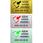 Arabalar İçin Telefon Numarası Acilse Ara Metal Kartvizit - 1