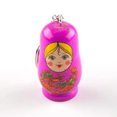 Ahşap Matruşka Bebek Anahtarlık Mor thumbnail 1