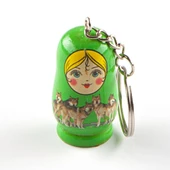 Ahşap Matruşka Bebek Anahtarlık Yeşil thumbnail 1